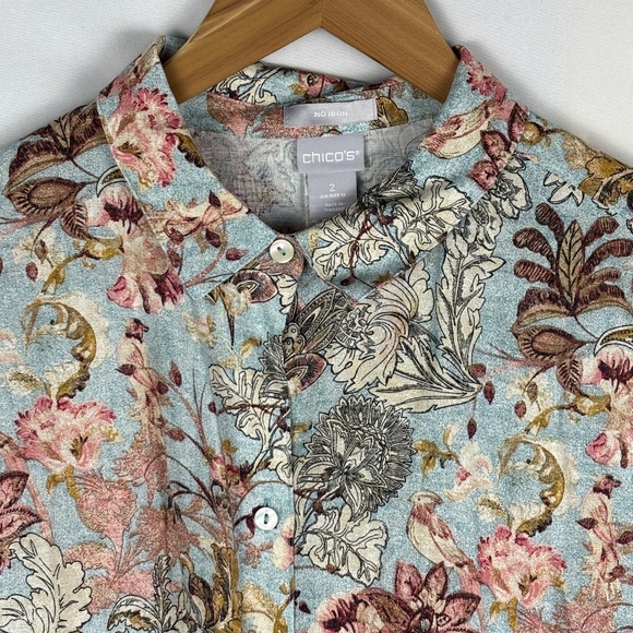 Chico's Womens Linen 3/4 Sleeve No Iron Button Shirt Sz L/ 12 Breathable Preppy - Picture 3 of 10